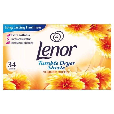 دستمال خوشبو کننده لباس نسیم تابستانی لنور Lenor مدل Tumble Dryer Sheets بسته 34 عددی