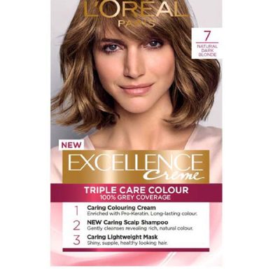 کیت رنگ مو شماره 7 لورآل مدل Excellence رنگ بلوند قهوه ای