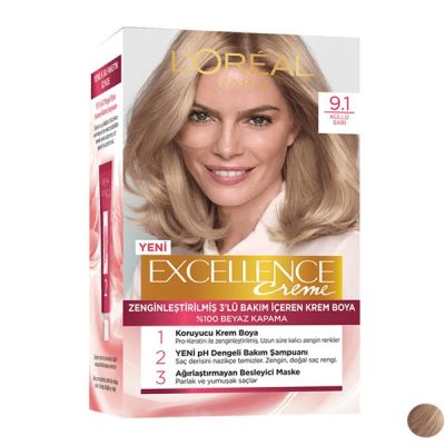 کیت رنگ مو لورآل طلایی دودی سری Excellence شماره 9.1
