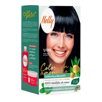 کیت رنگ مو بدون آمونیاک و وگان نلی NELLY مدل ammonia free شماره 1/00