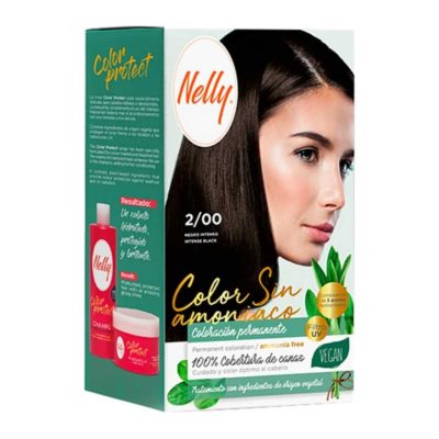 کیت رنگ مو بدون آمونیاک و وگان نلی NELLY مدل ammonia free شماره 2/00