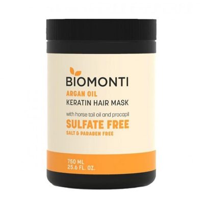 ماسک مو بدون سولفات و نمک کراتینه بیومونتی Biomonti حاوی روغن آرگان 750 میل