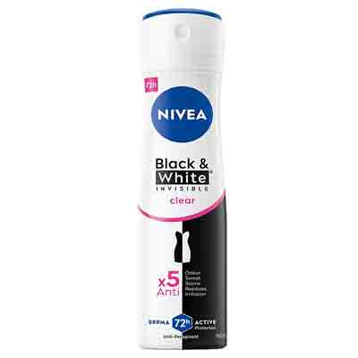 اسپری ضد تعریق زنانه NIVEA  BLACK & WHITE INVISIBLE CLEAR  نیوآ 72 ساعته 250 میل